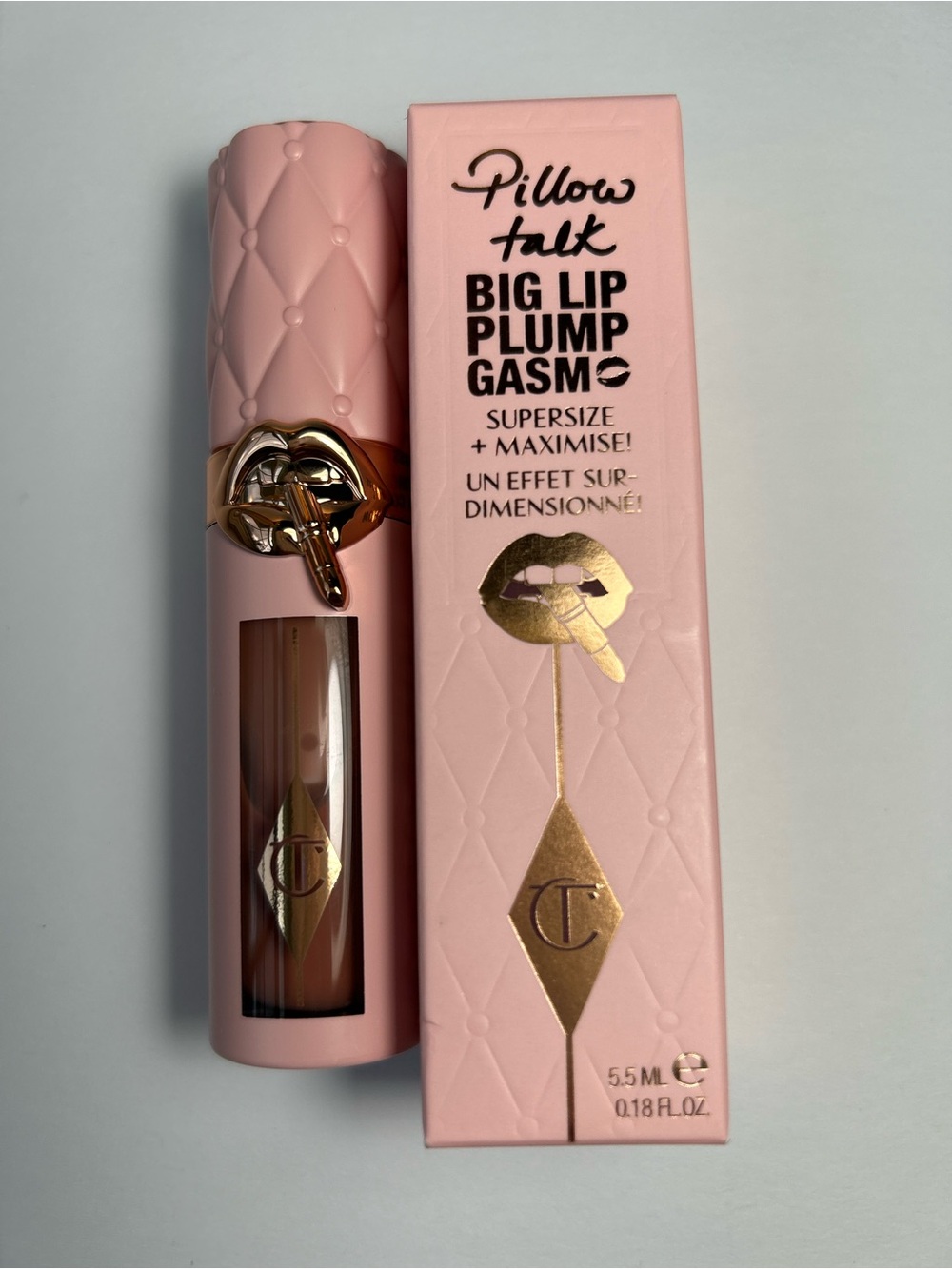 NWT🌷Charlotte Tilbury Big Lip Plumpgasm Plumping Lip Gloss in Pillow Talk Fair